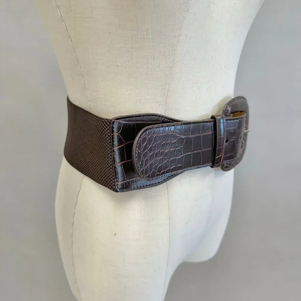 Lauren‎ Ralph Lauren Genuine Italian Leather Alligator Stretch Belt Size Small